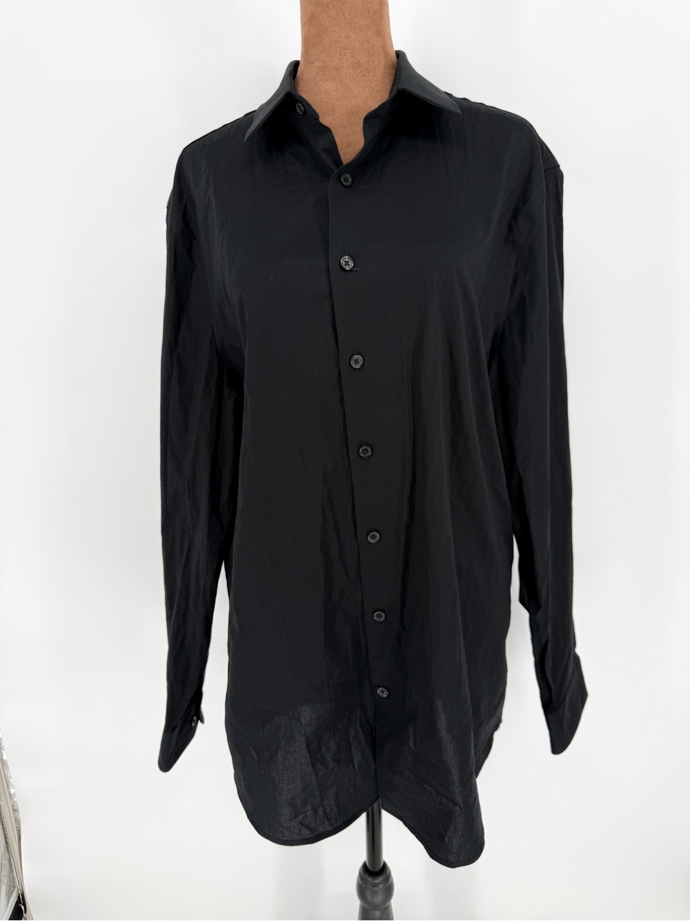 Express 1MX Slim Stretch Cotton Black Button Down Shirt Men’s Medium 15-15.5
